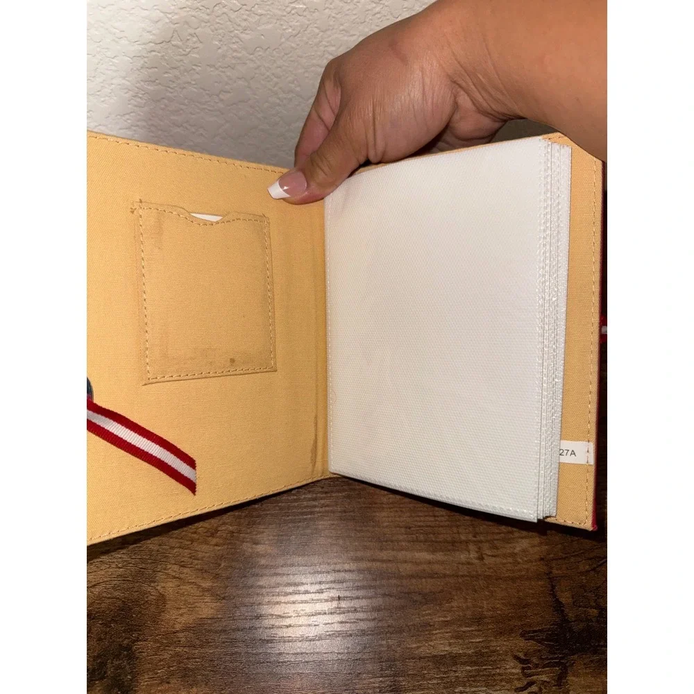 Vintage Babies R Us Red Canvas Small Photo Album with Ribbon Tie and Heart Charm - Picture 3 of 3